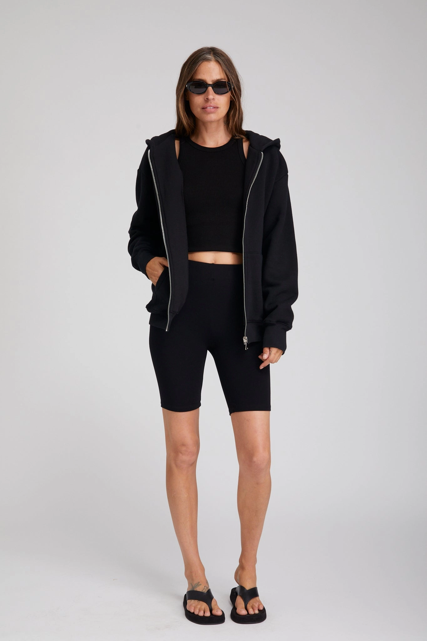 Black City Biker Shorts Contoured Cuff Design Foldable style