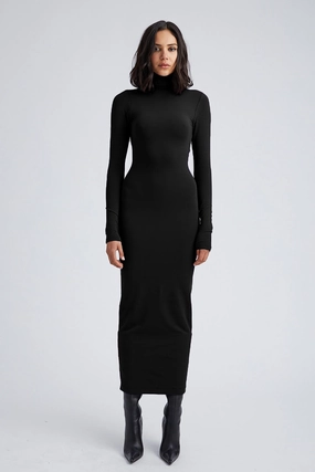 Black City Long Sleeve Turtleneck Dress Quick Elegance