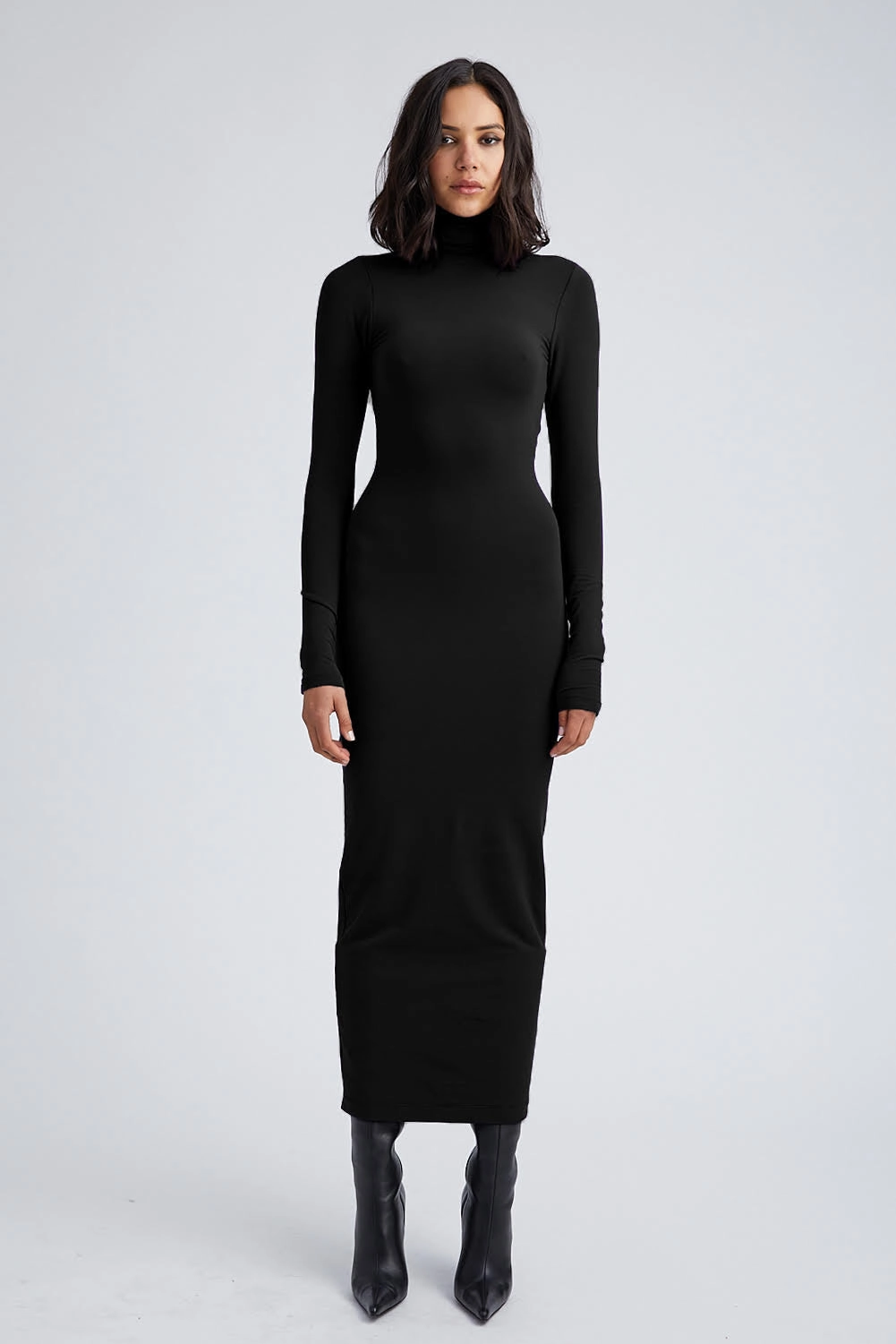Black City Long Sleeve Turtleneck Dress Quick Elegance