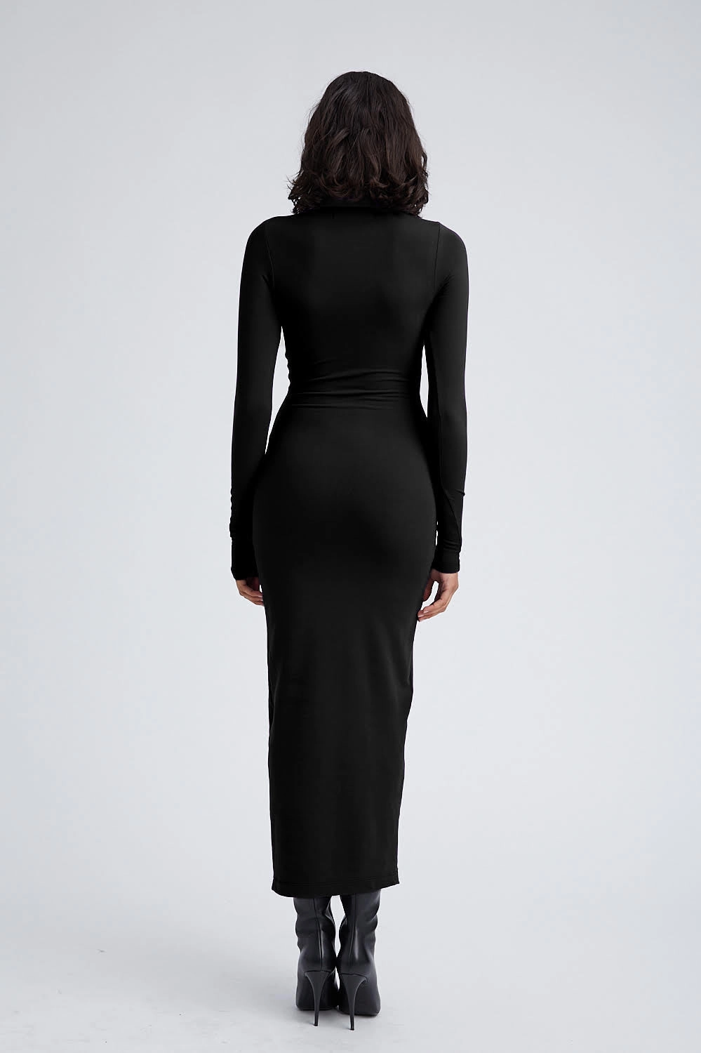 Bodycon Fit Black City Long Sleeve Turtleneck Dress