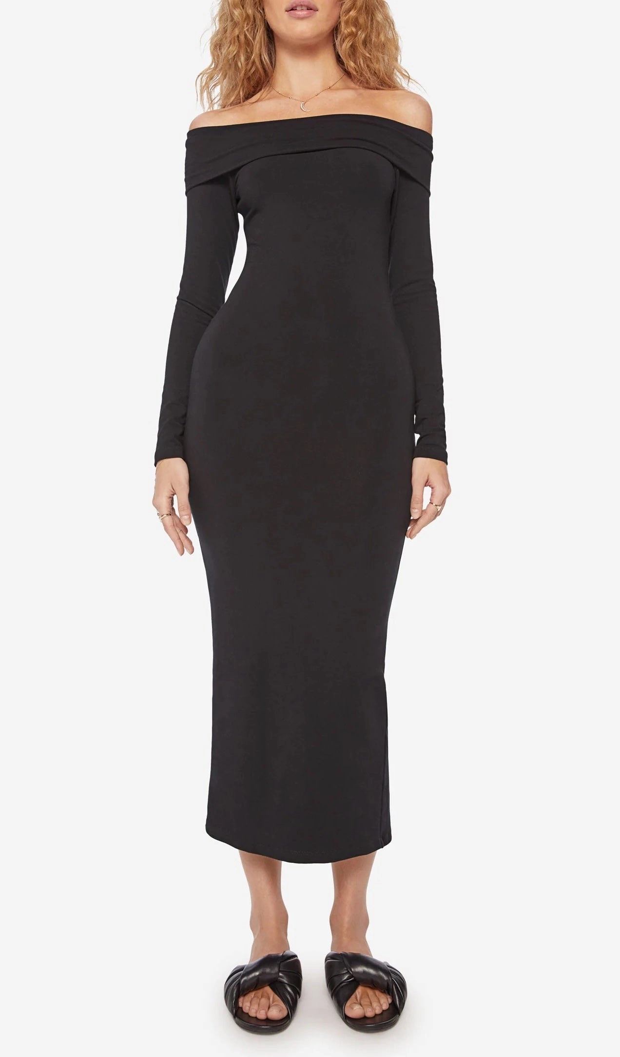 Black City Off Shoulder Dress Flattering Fit Wear City Friendly