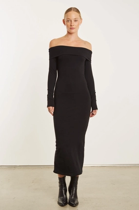 Black City Off Shoulder Dress Lightweight Comfort