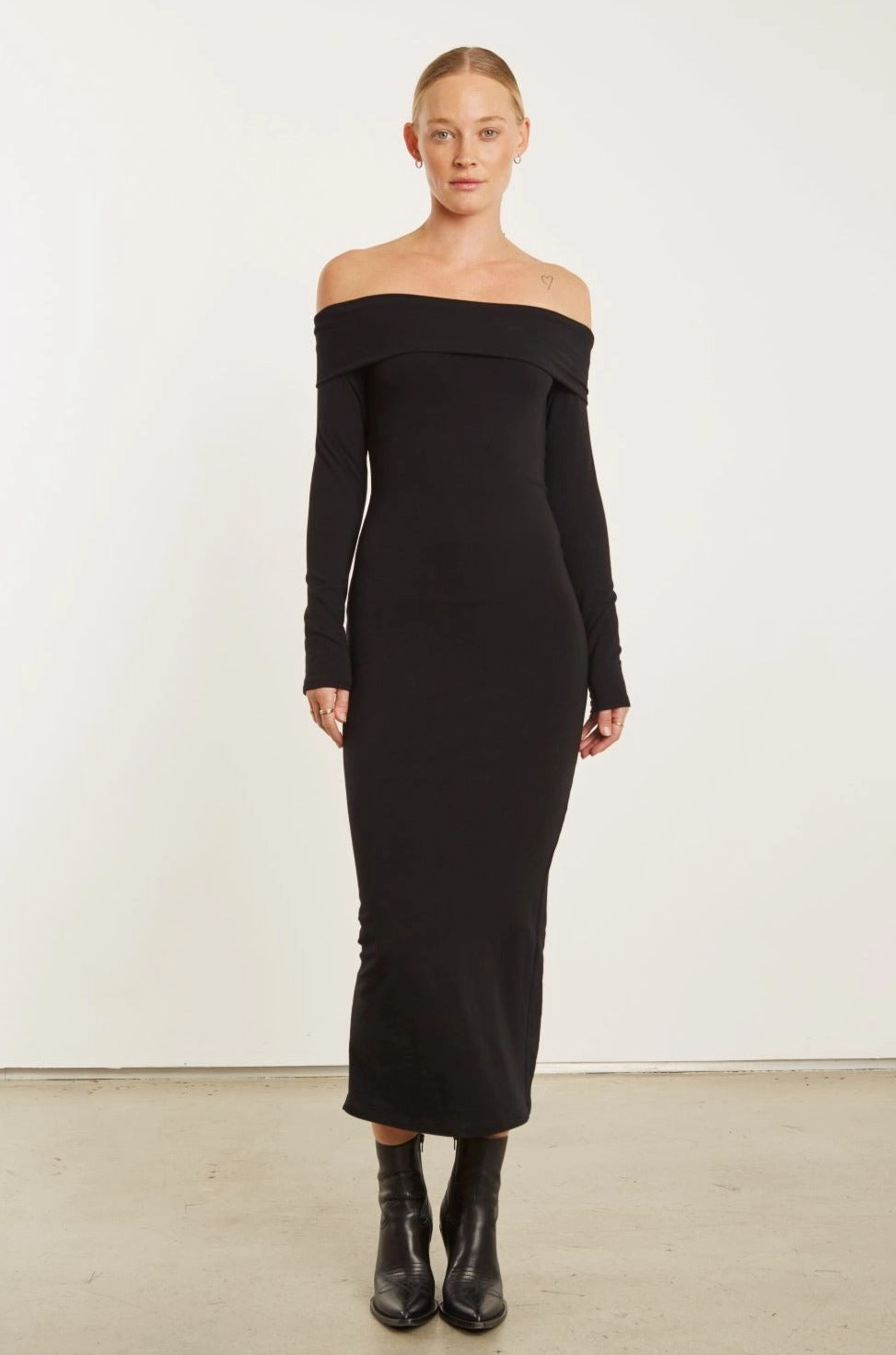 Black City Off Shoulder Dress Lightweight Comfort