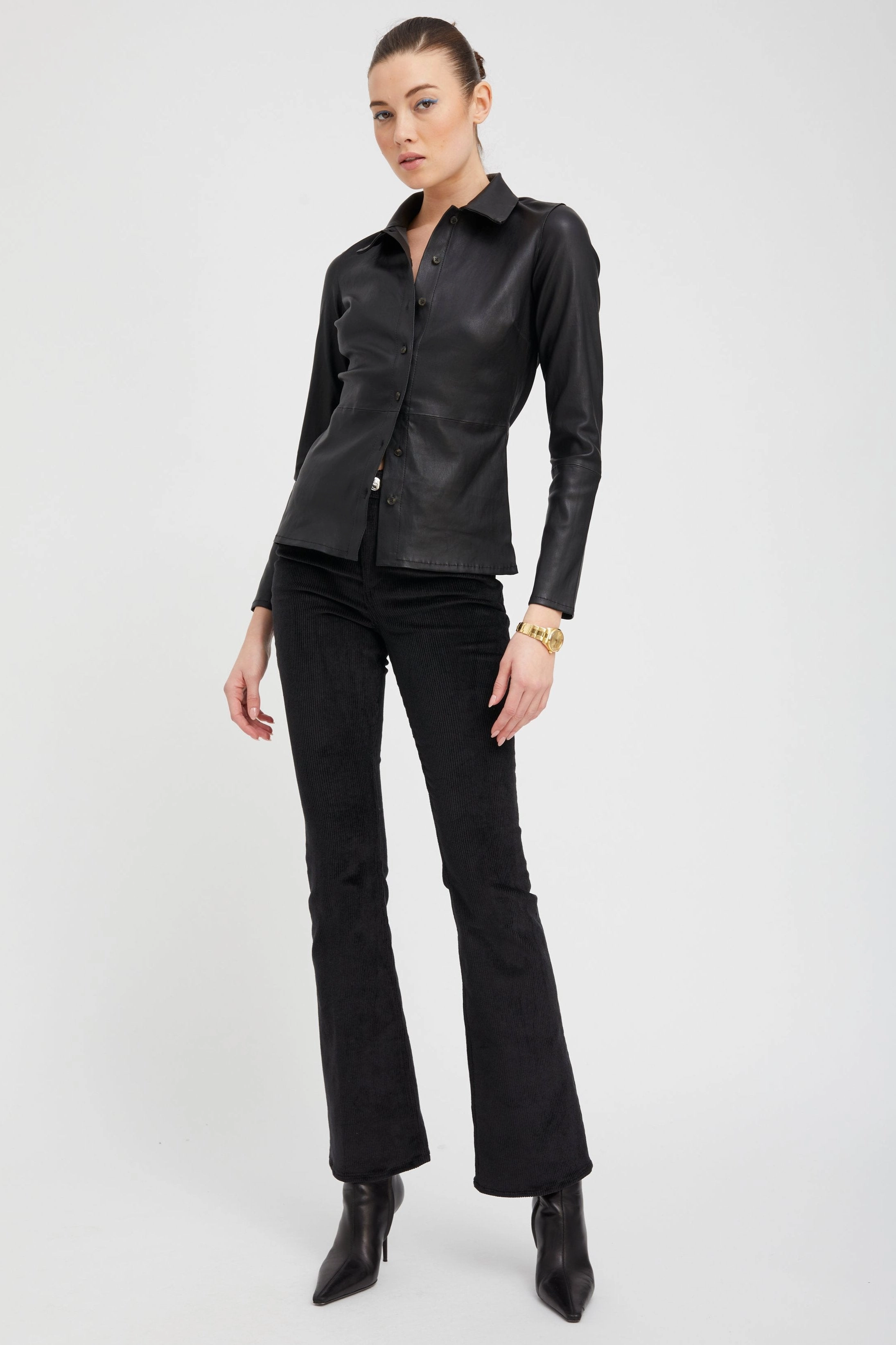 Casual Chic Black Corduroy Micro Flare Pants