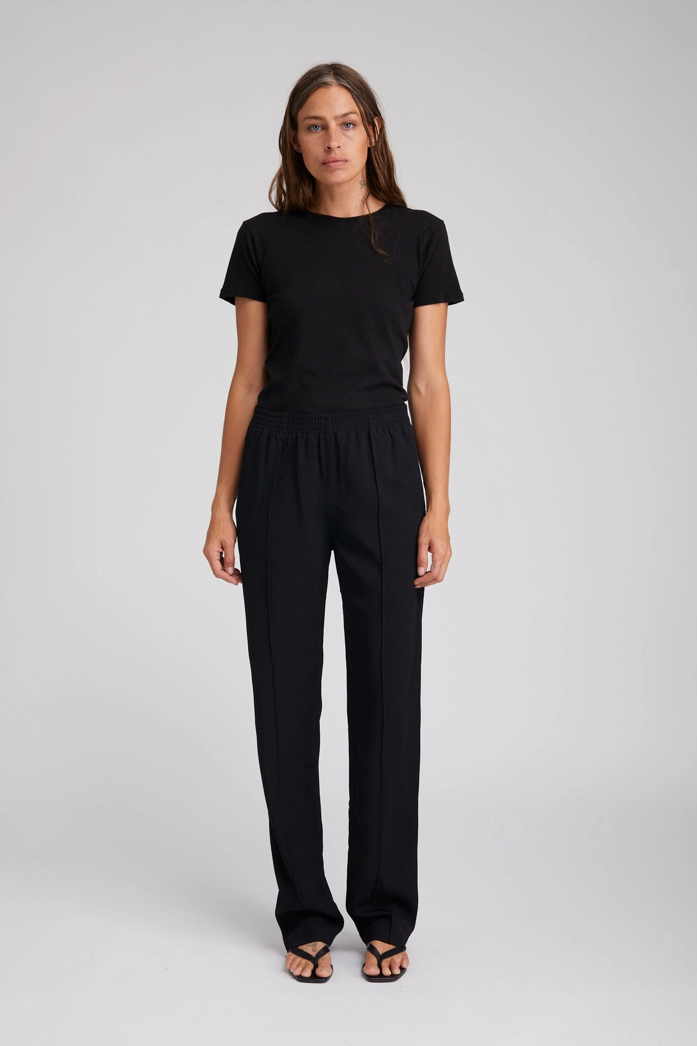 No Tag Black Crepe Pintuck Trouser