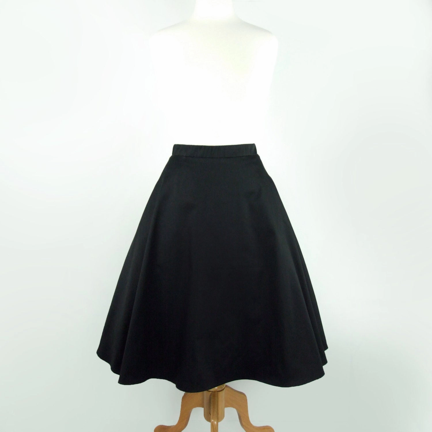 Black  Full  Circle  Skirt #FS-B643 Smart Comfort Flow Look