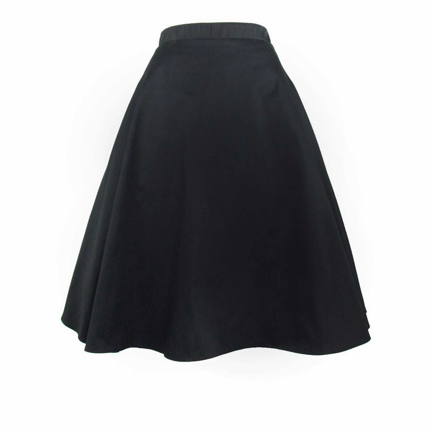 Sleek Vibe Black  Full  Circle  Skirt #FS-B643