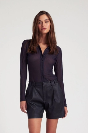 MultiPanelDesign Black Knit Mesh Button Down