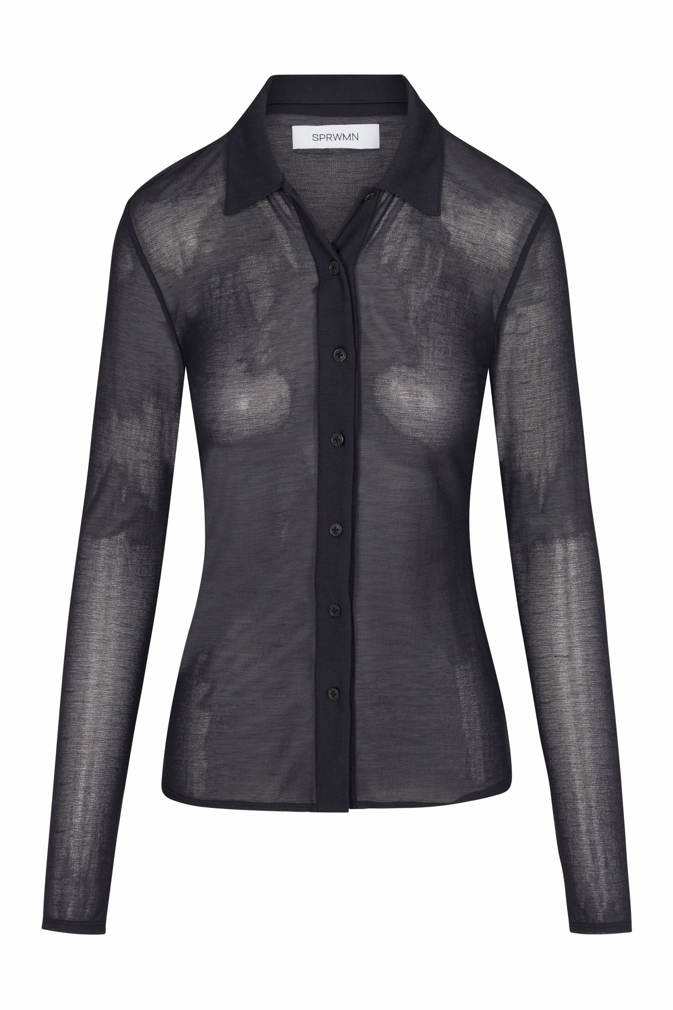 Moisture Control Lining FadeResistant Coating Black Knit Mesh Button Down
