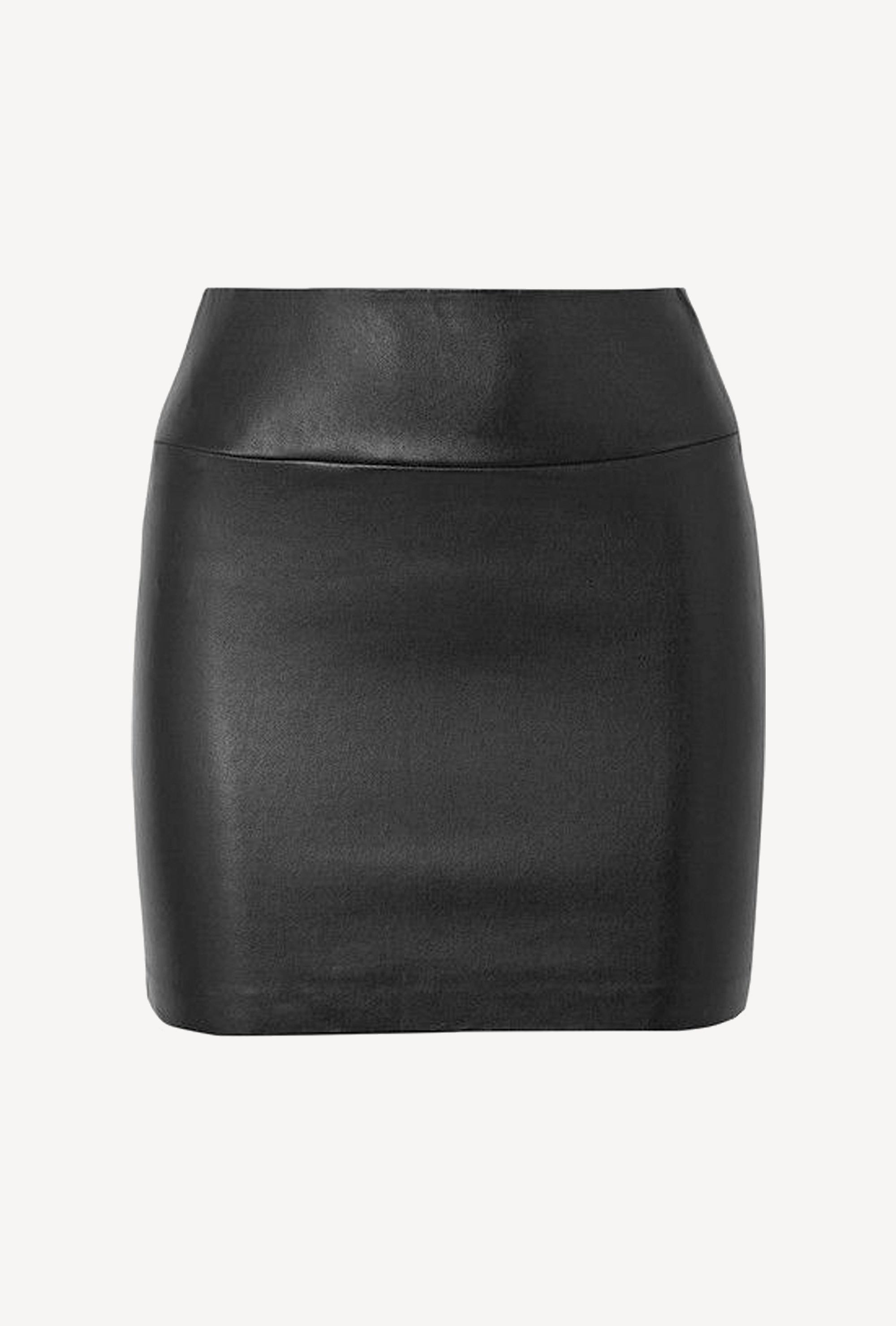 Reinforced Seams Black Leather Mini Skirt