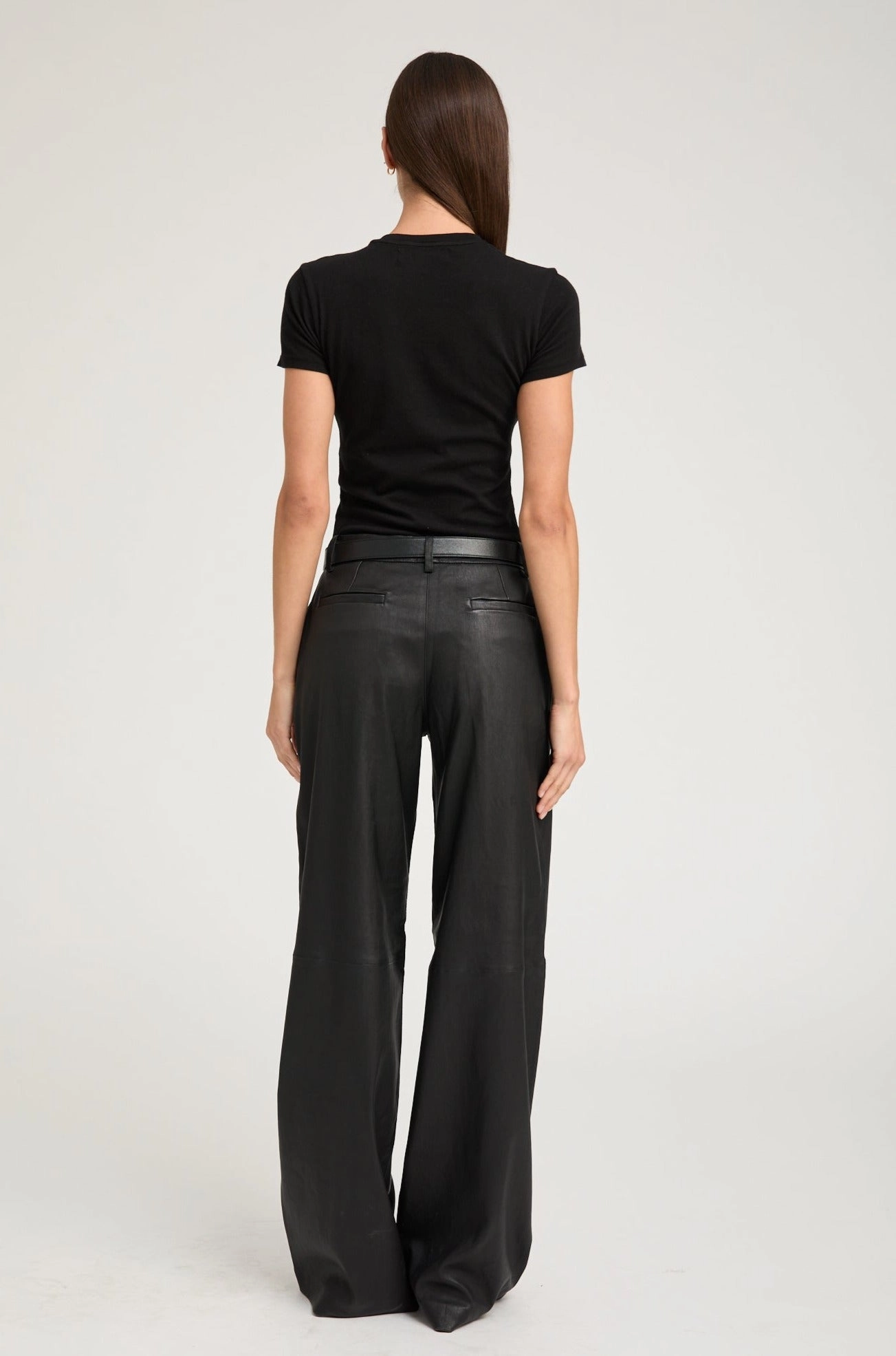 Timeless Layers Black Leather Pleated Trousers