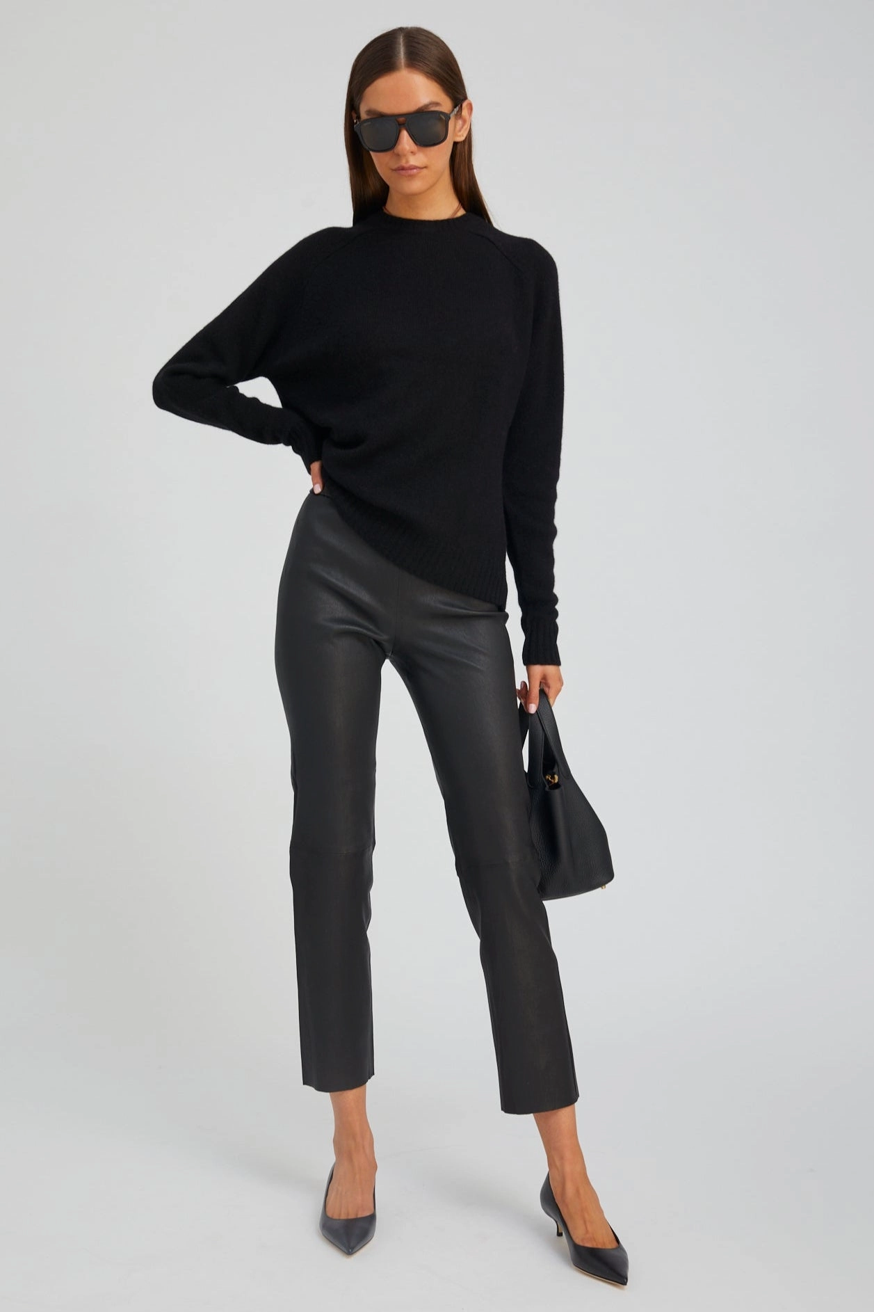 All Season Black Leather Sophia Pull On