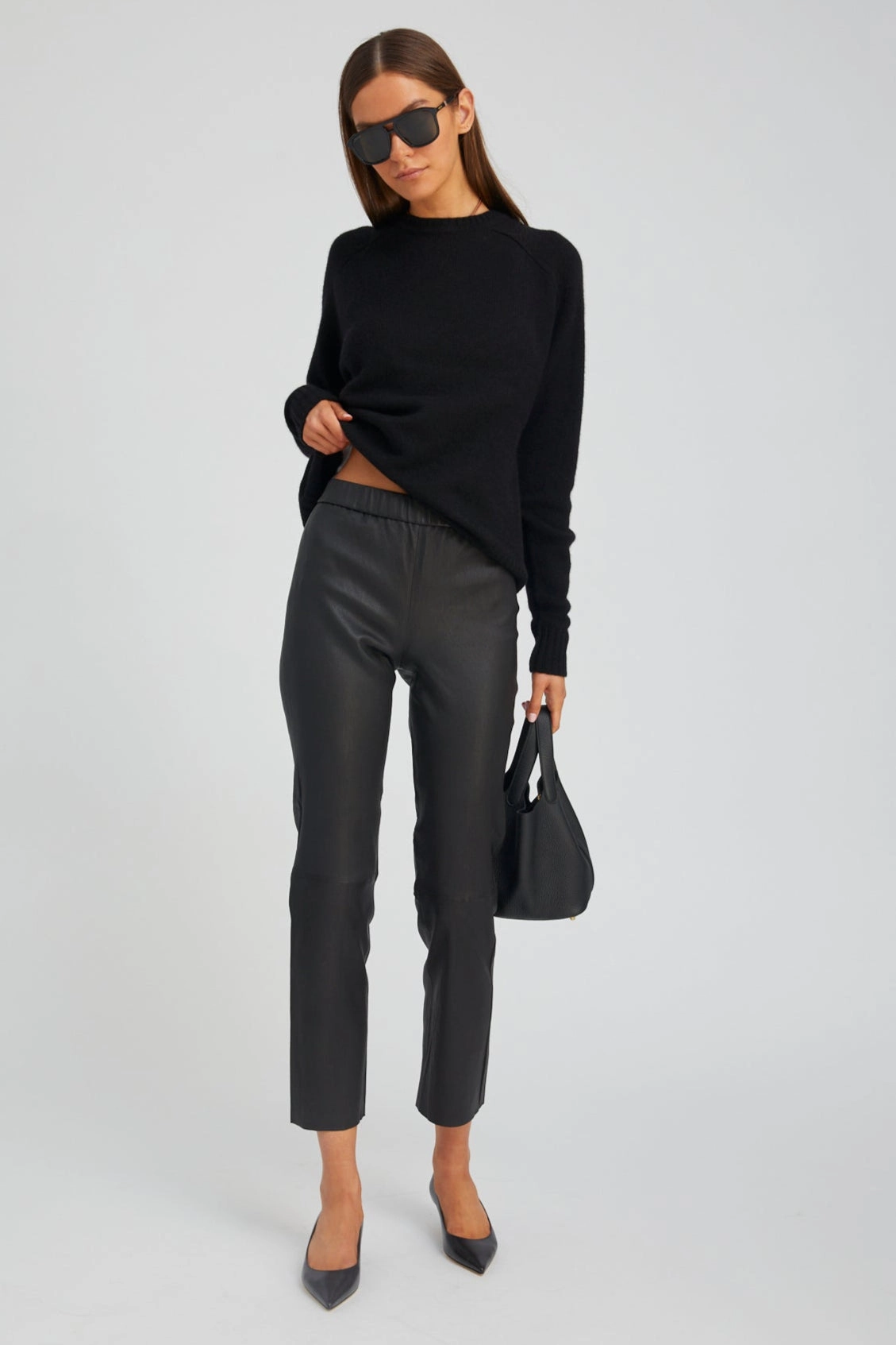 Black Leather Sophia Pull On Flexible Comfort Fit