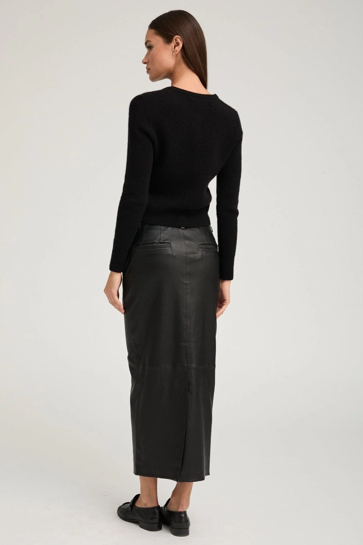 Double Layer Black Leather Trouser Skirt