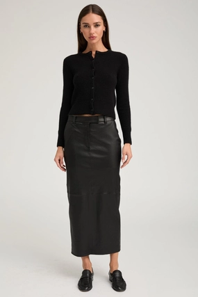 Black Leather Trouser Skirt Classic Comfort
