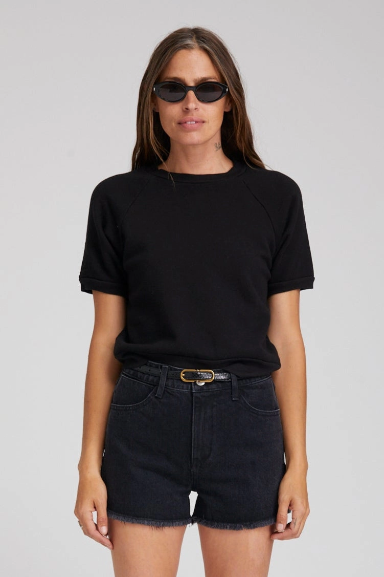 Black Raglan Sweatshirt Tee Wind Resistant Fabric