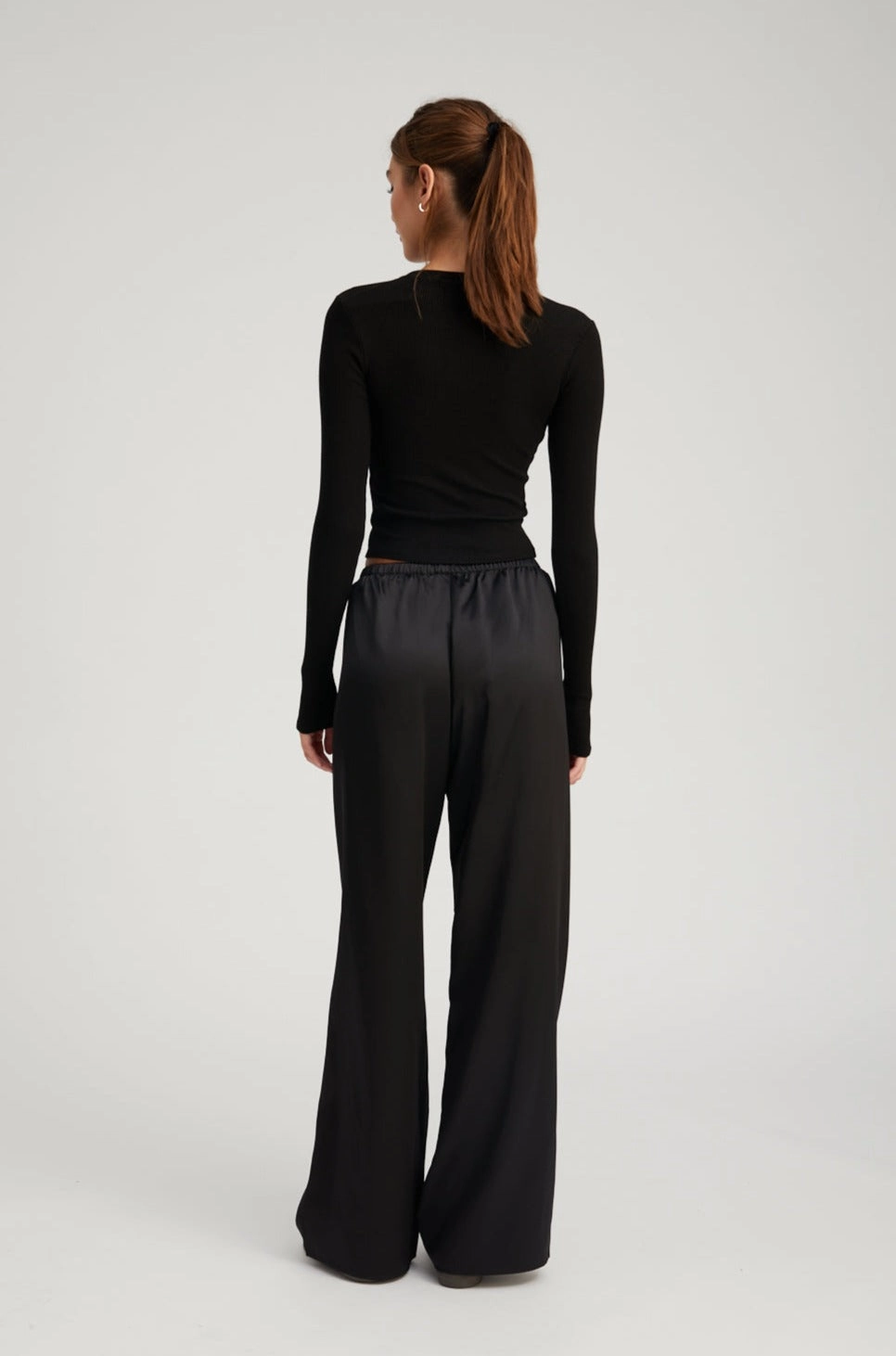 Black Rib Cropped Long Sleeve Tee Water resistant coating BoxySilhouette