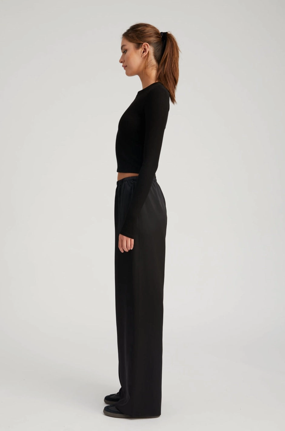 Black Rib Cropped Long Sleeve Tee EthicallySourced