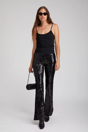 SeamlessPockets Black Sequin Micro Flare Pant