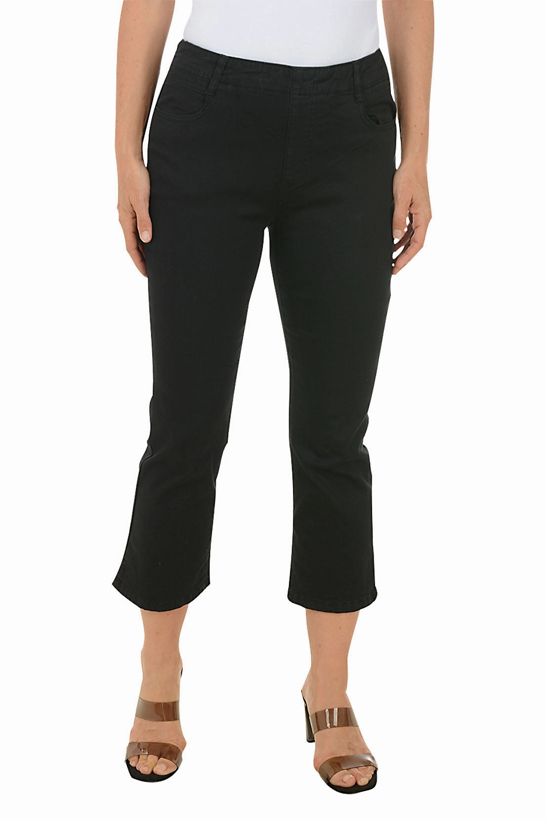 NonChafingLegs Timeless Utility Black Sparkle Buttons Denim Crop Pant