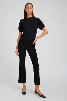Beginner Level Seamless Design Black Suede Ankle Flare