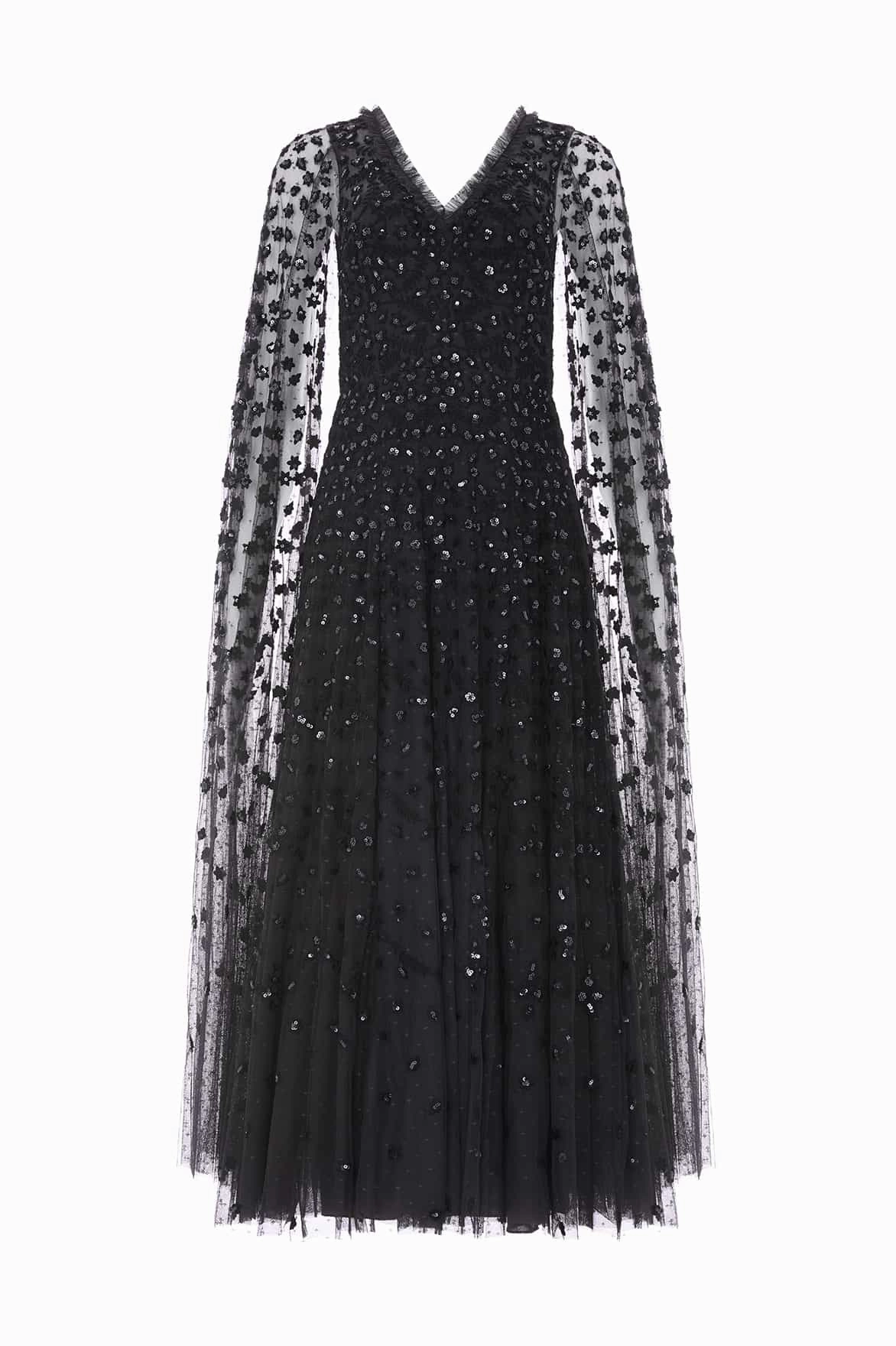 Light Shape Modern and Stylish Clover Cape Sleeve Ankle Gown