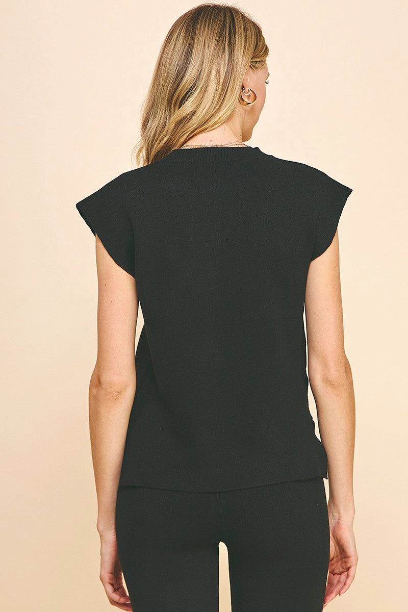 Black V-neck Sweater Vest WrinkleResistant Low Impact Manufacturing