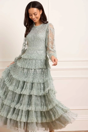 Classic Flow Natural Wrap Blossom Lace Ankle Gown