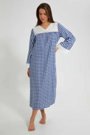 Blue And White Checkered Nightgown