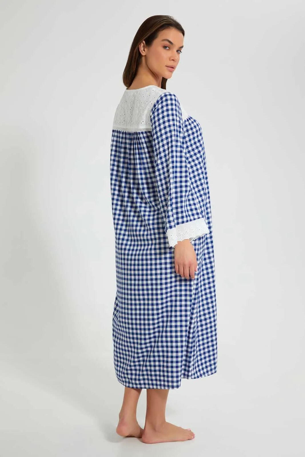Blue And White Checkered Nightgown