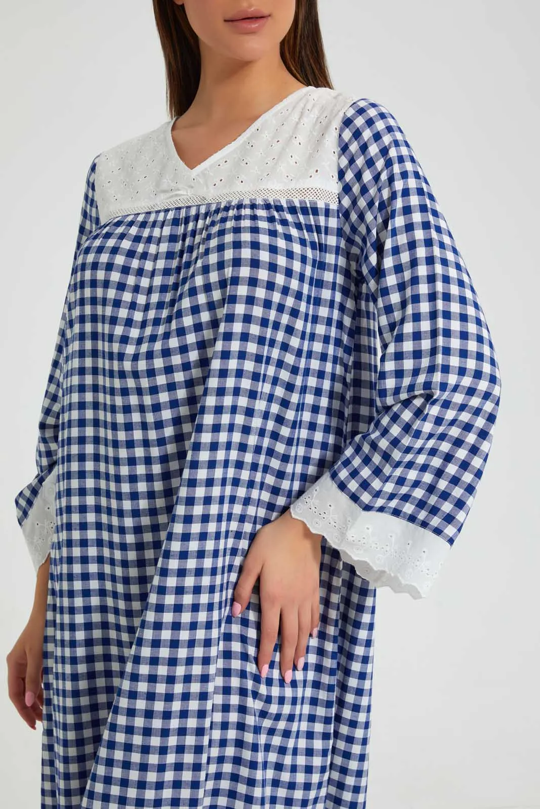 Blue And White Checkered Nightgown