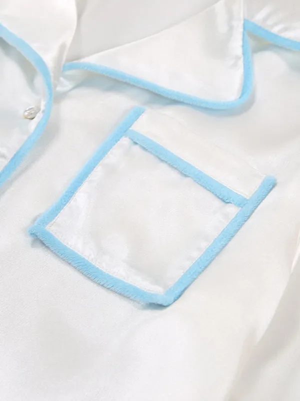 Blue Zone Planet |  Bianca's Short Long-Sleeved Spliced Ruffle Shorts Pajama Set
