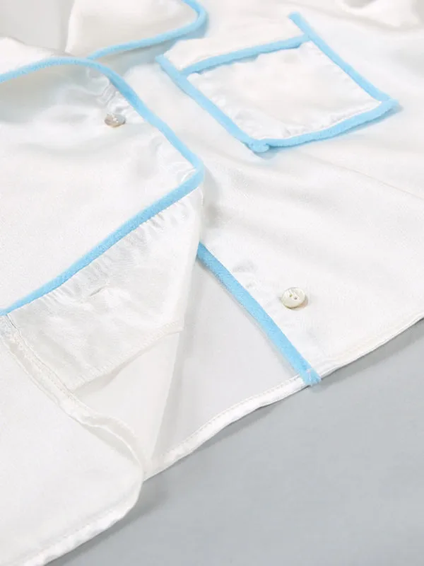 Blue Zone Planet |  Bianca's Short Long-Sleeved Spliced Ruffle Shorts Pajama Set