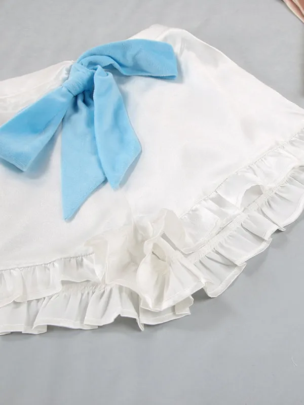Blue Zone Planet |  Bianca's Short Long-Sleeved Spliced Ruffle Shorts Pajama Set