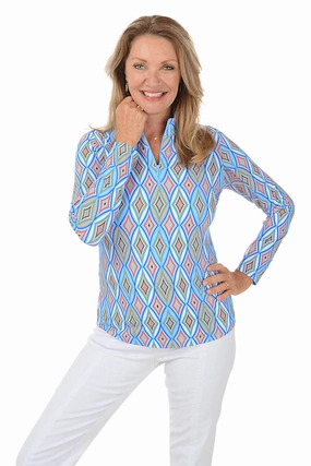 Easy Fit Smooth Seam Transition Blue Romina Diamond UPF50  Sun Shirt