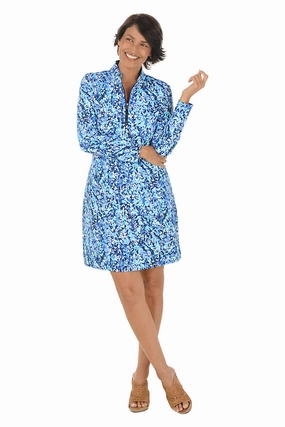Blue Vine UPF50  Mock Neck Dress Simple Shirt