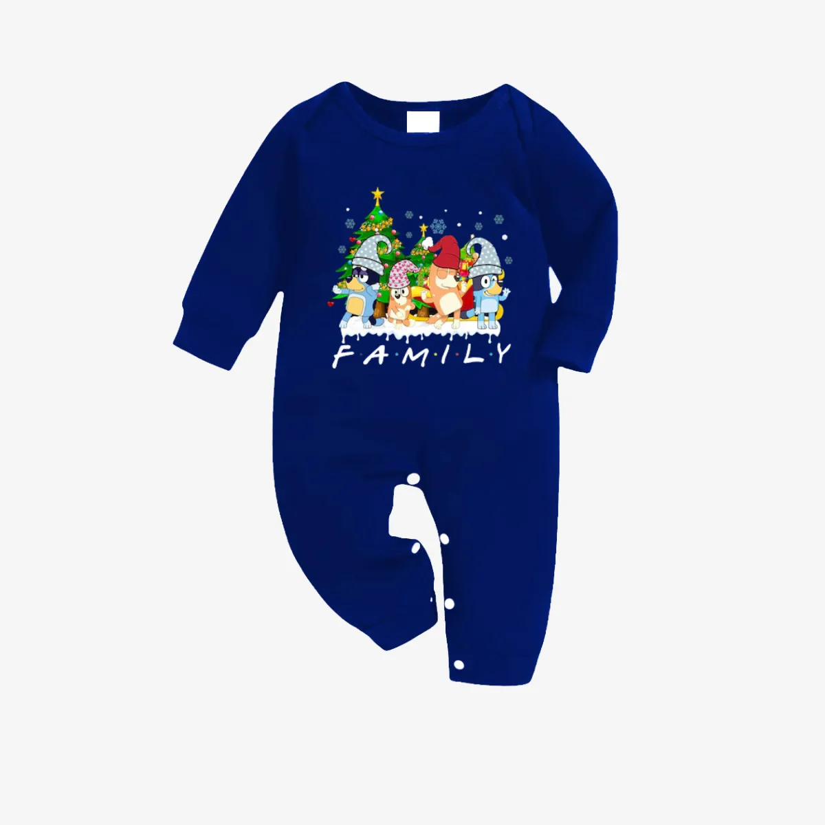 Bluey Character "Family" Design Blue&White Plaid Pants Family Matching Pajama Set