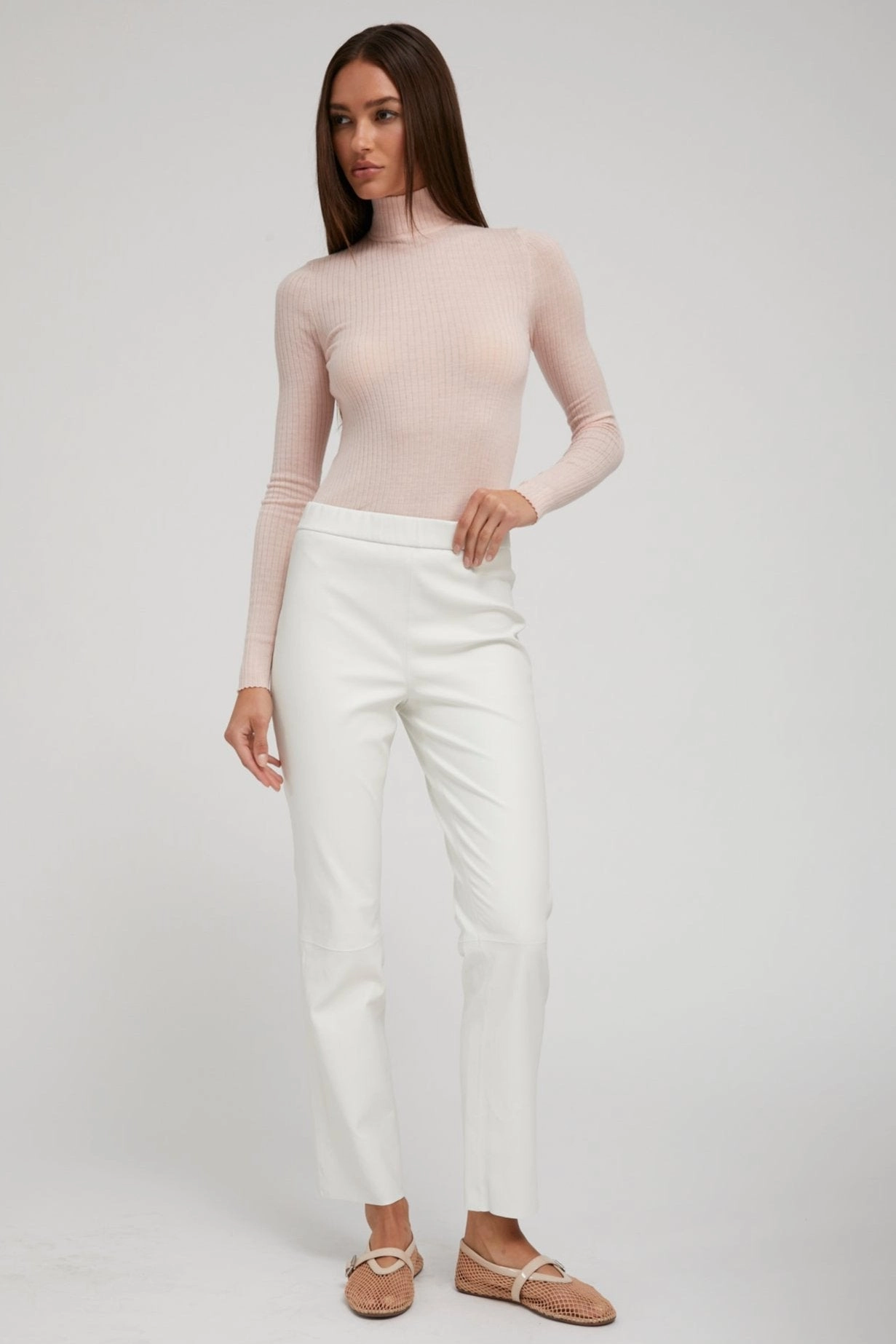 Chic Cardigan Blush Cashmere Mock Neck