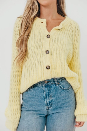 Bobbi Sweater Cardigan in Lemon Durable Hem Stitching Ventilation Panel