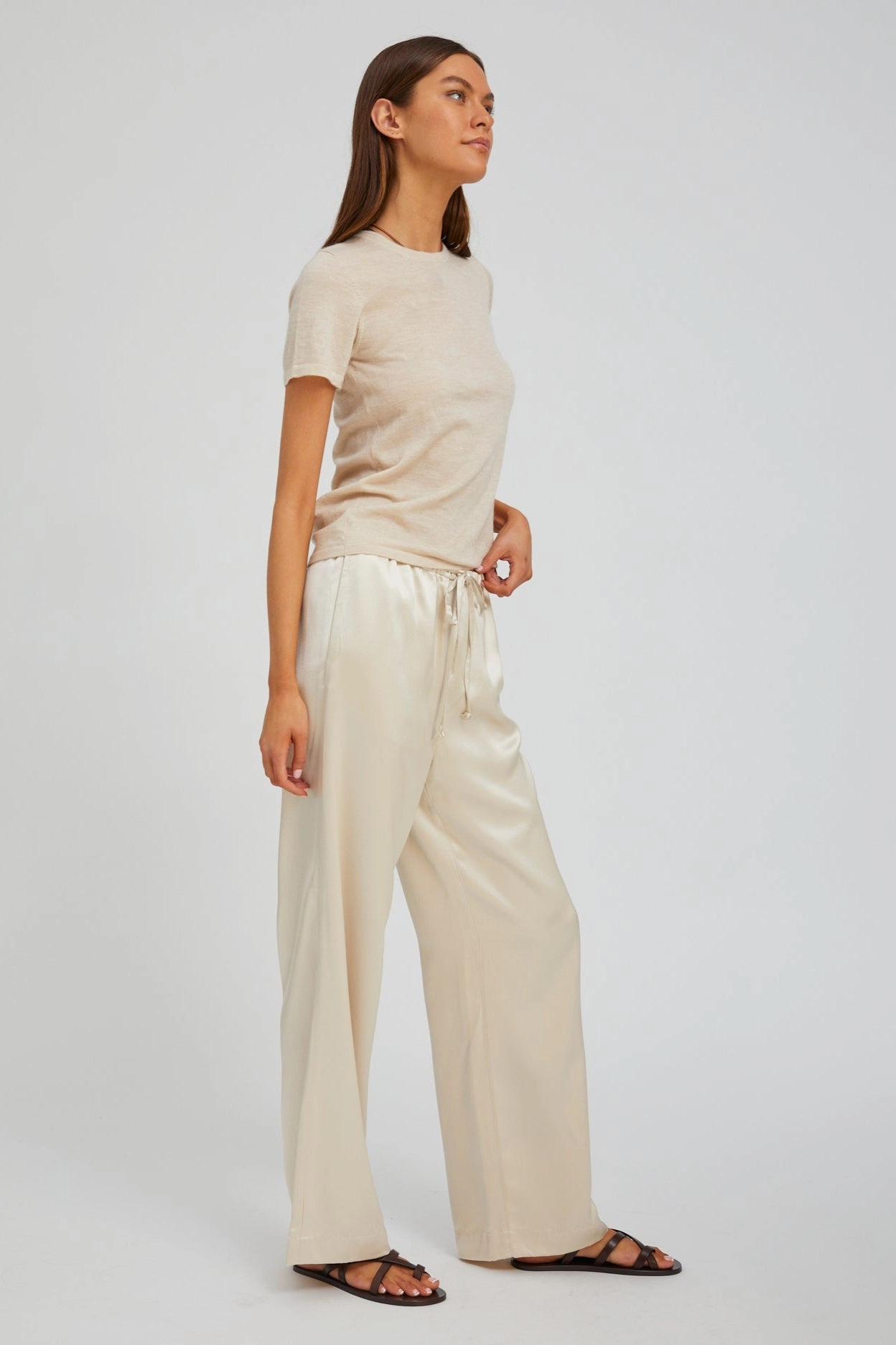 All Day Comfort Fit Printed design Champagne Silk Kauai Pants
