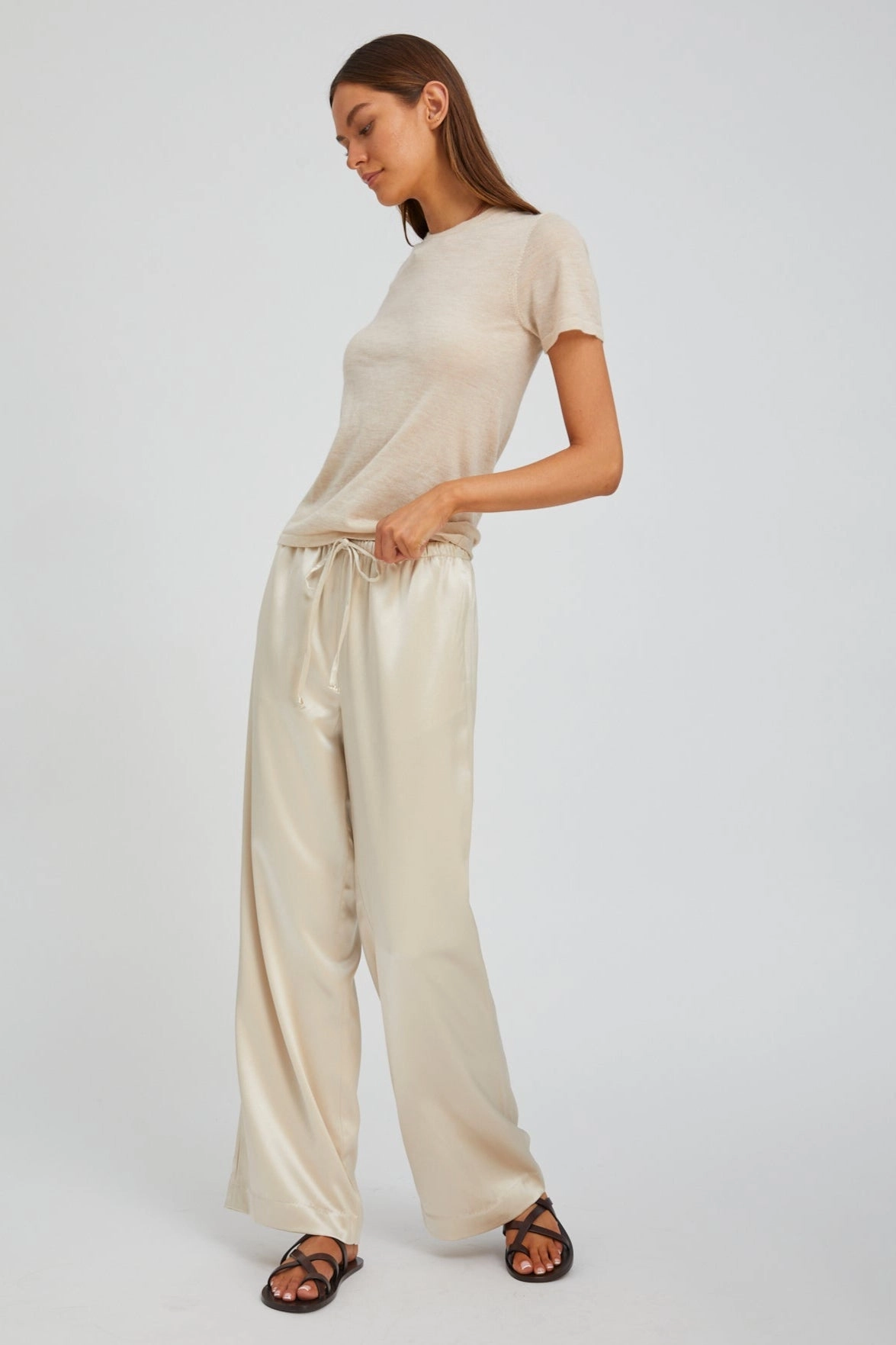 Champagne Silk Kauai Pants Adjustable Belt Loops Performance Design Fit