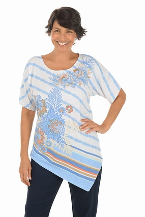 Boho Chic Floral Asymmetrical Hem Top Multi Panel Cut