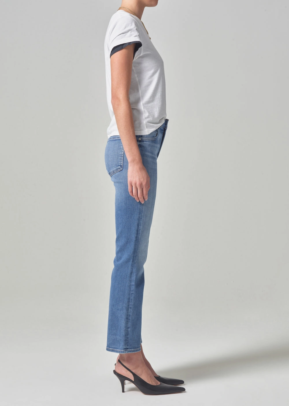 Straight Cut Raw Hem Design Isola Mid Rise Cropped Boot in Splendor