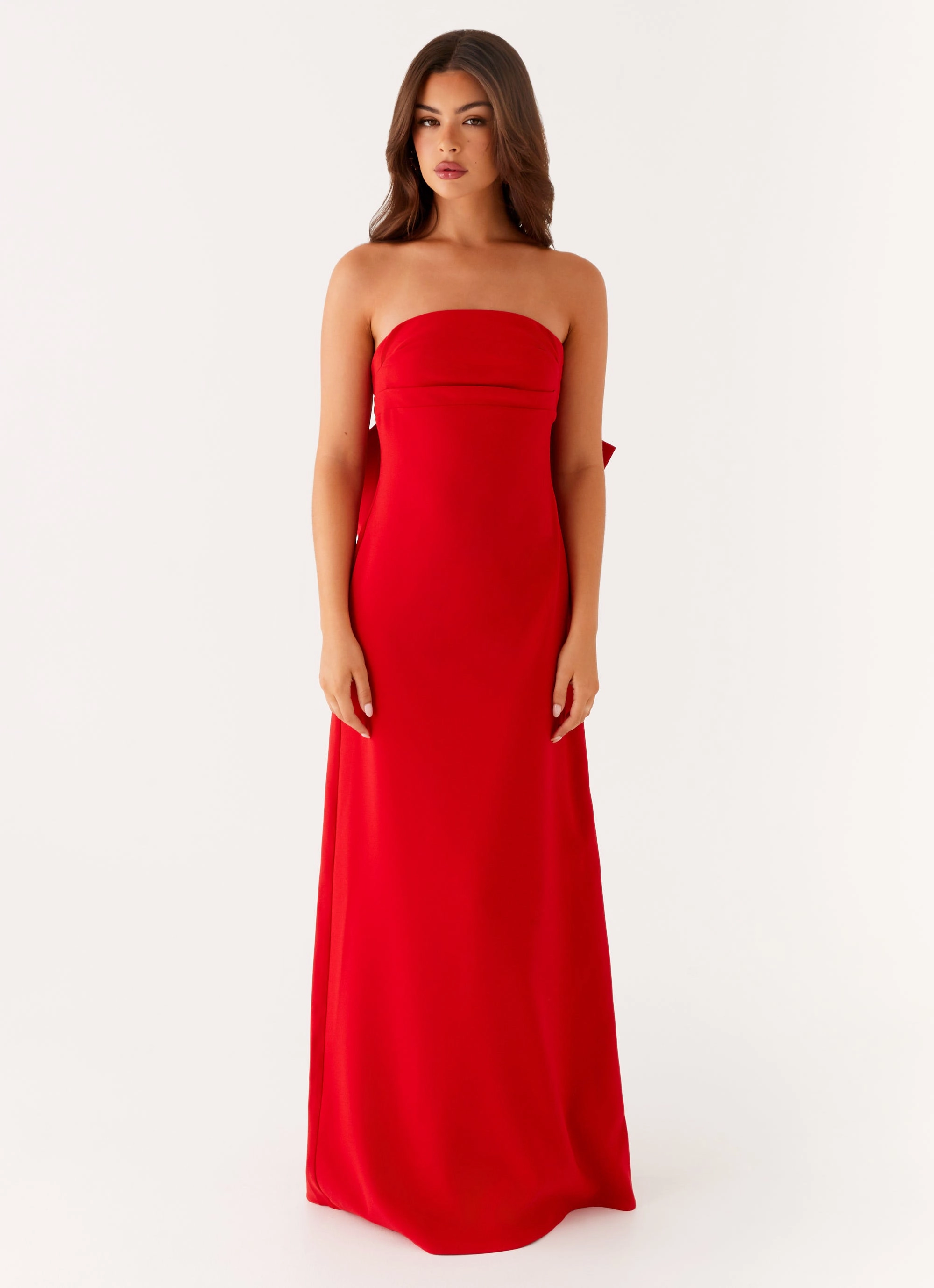 Subtle Glow Breathable-Lining Meredith Maxi Dress - Red