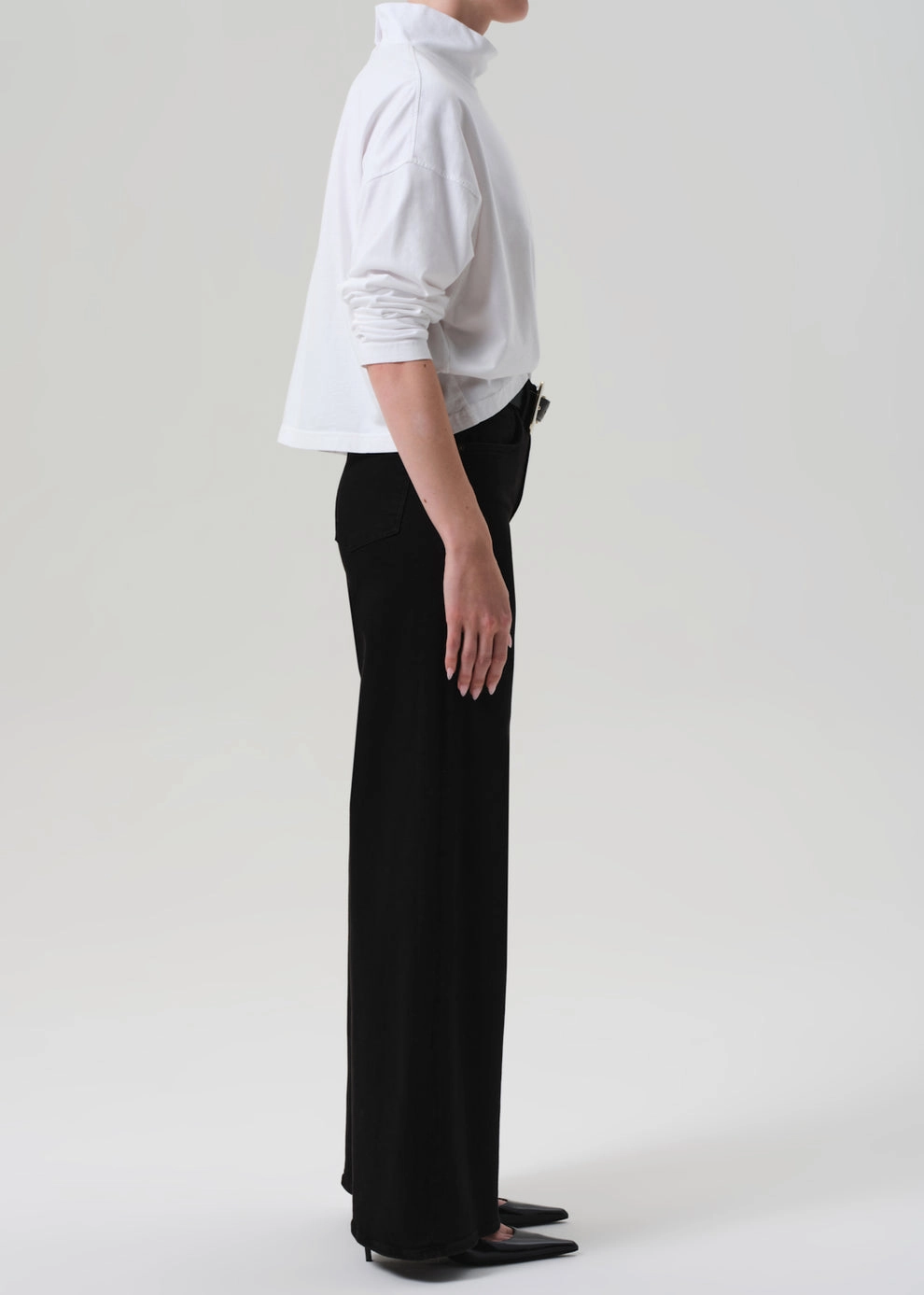 Lyra Long Wide Leg in Plush Black Low Impact Processing