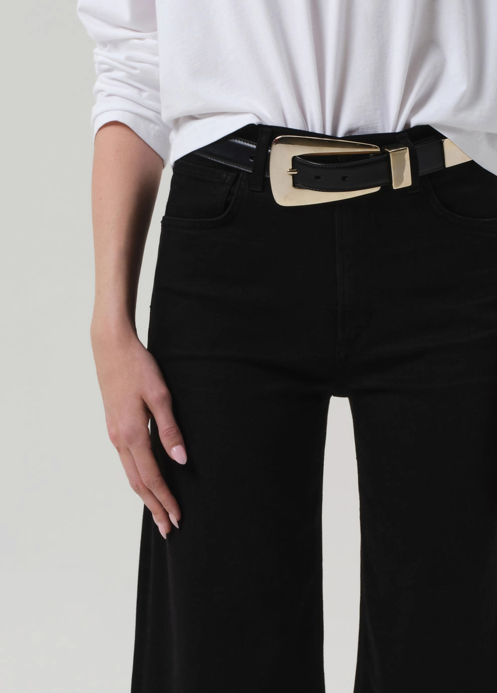 Lyra Long Wide Leg in Plush Black Chic Fit