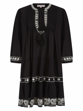 Collar Accent Bonbon Dress Black/Pearl
