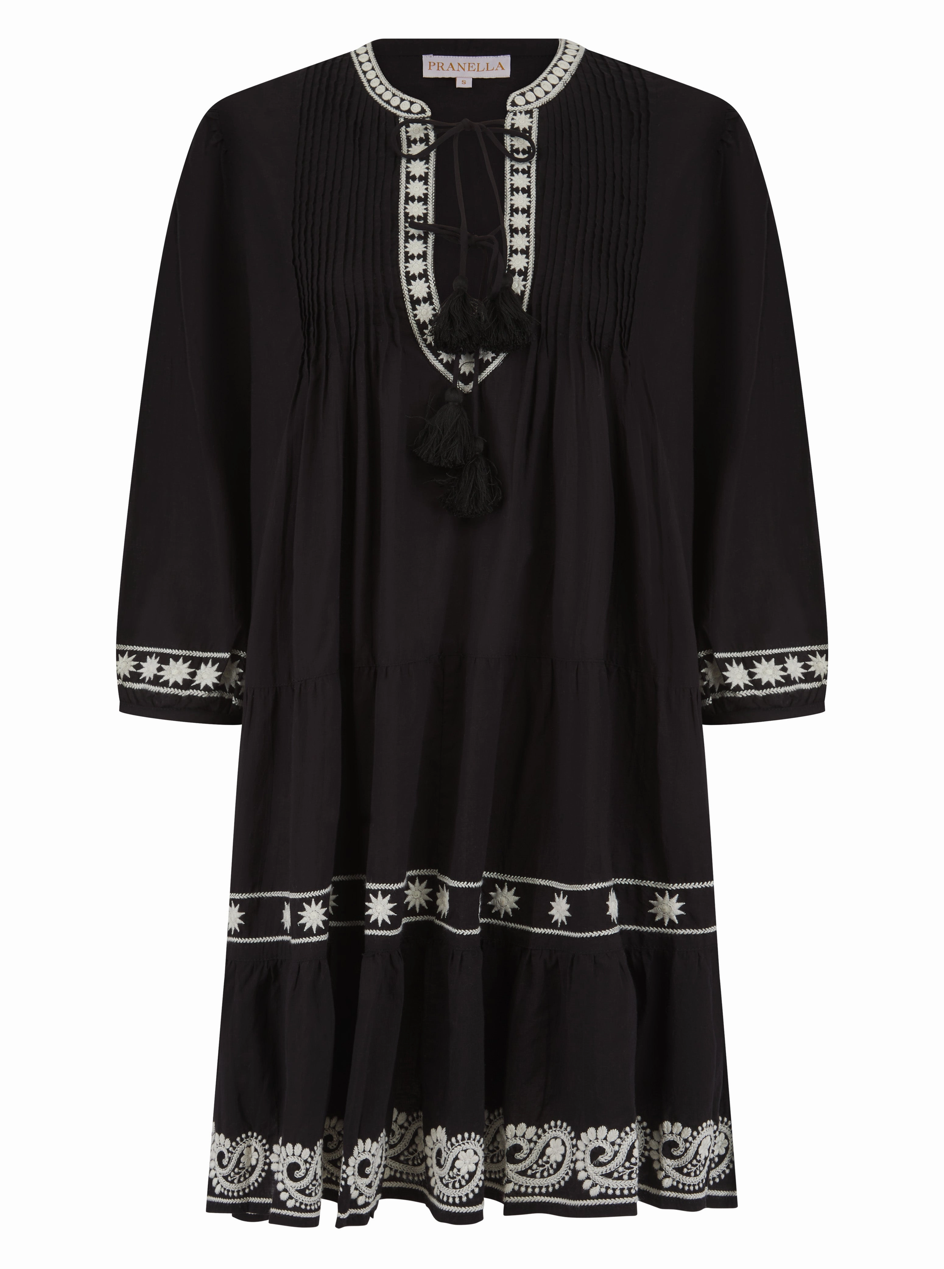 Collar Accent Bonbon Dress Black/Pearl