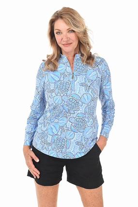 Fitted Shirt Sealife Dots Cooling UPF50  Mock Neck Top