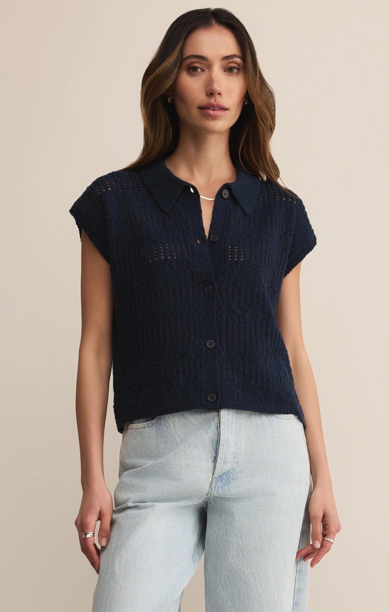 Garment Dyed Finish Z Supply Kinsley Sweater Top in Eclipse